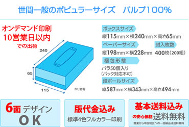 BOXティッシュ200Wスペック